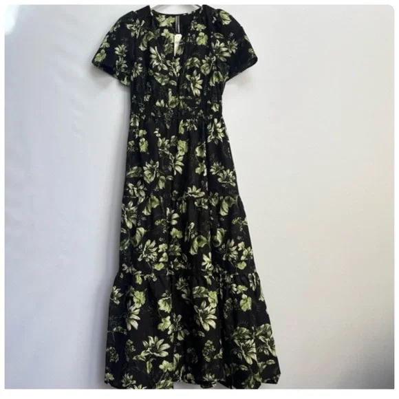 NWT Anthropologie The Somerset Cotton Floral print Maxi Dress, size S